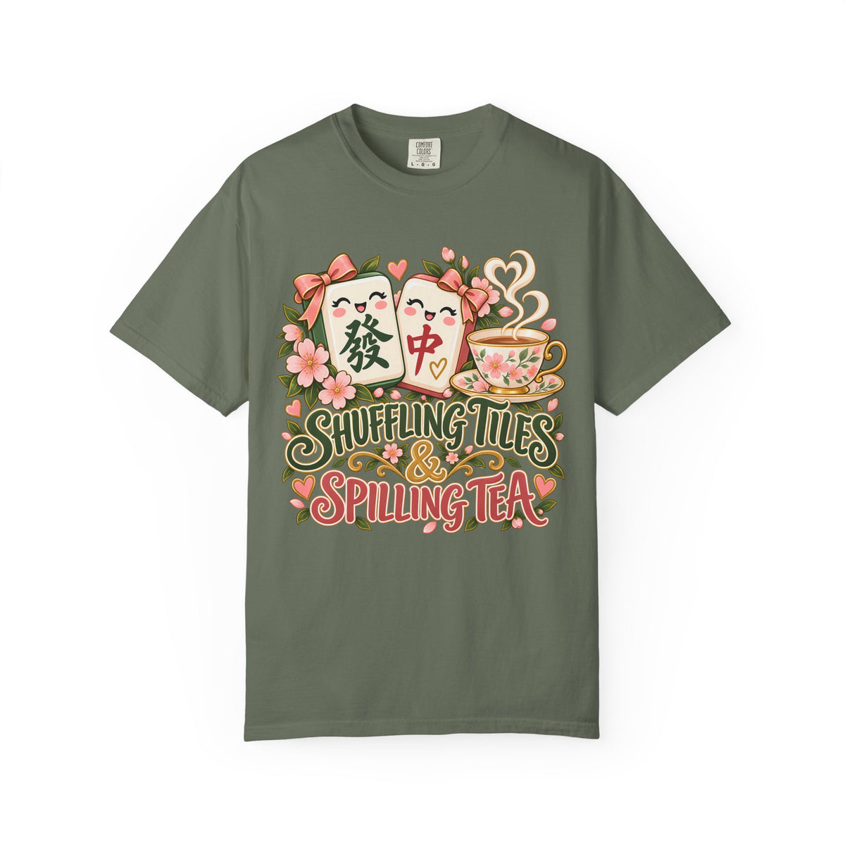 Shuffling Tiles and Spilling Tea Mahjong Comfort Colors T-Shirt — Mahjong Gift