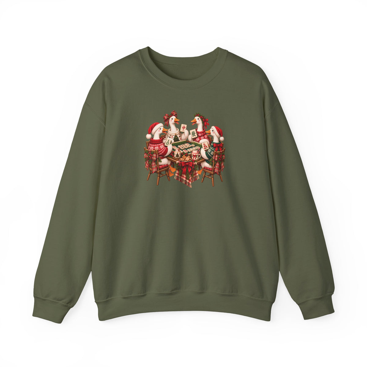Silly Goose Christmas Mahjong Gildan Sweatshirt — Funny Holiday Mahjong Gift