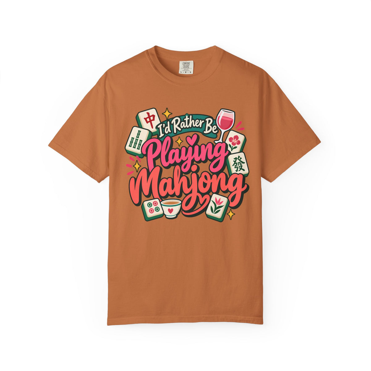 I'd Rather Be Playing Mahjong Pink Retro Comfort Colors T-Shirt — Mahjong Gift