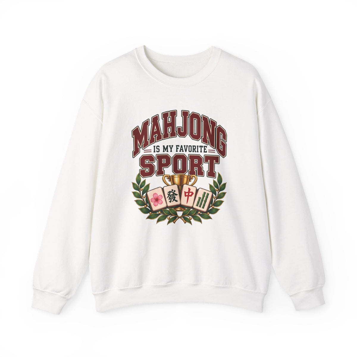 Mahjong Is My Favorite Sport Varsity Gildan Sweatshirt — Funny Mahjong Gift