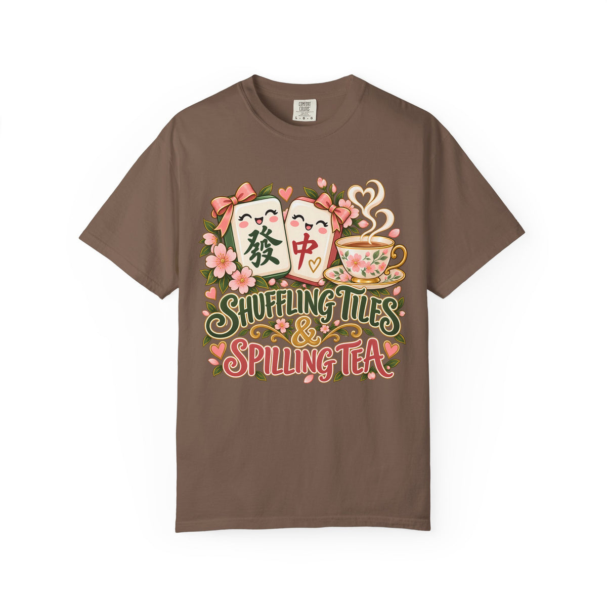 Shuffling Tiles and Spilling Tea Mahjong Comfort Colors T-Shirt — Mahjong Gift