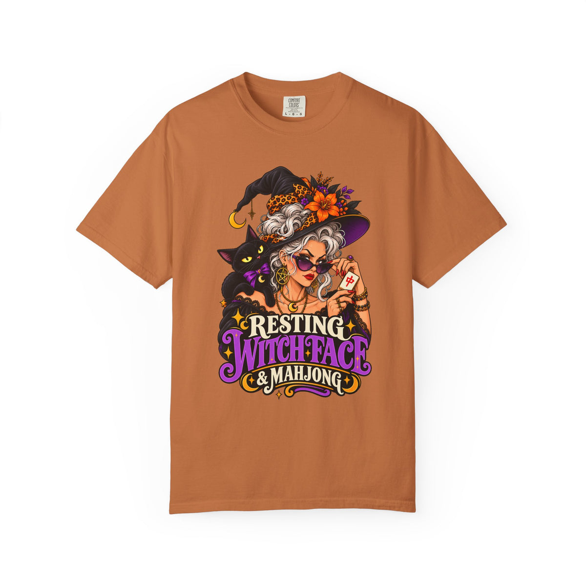 Resting Witch Face & Mahjong Comfort Colors T-Shirt — Funny Halloween Mahjong Gift