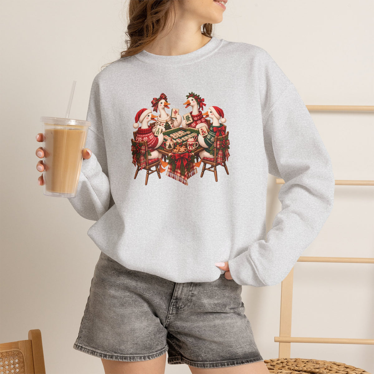 Silly Goose Christmas Mahjong Gildan Sweatshirt — Funny Holiday Mahjong Gift