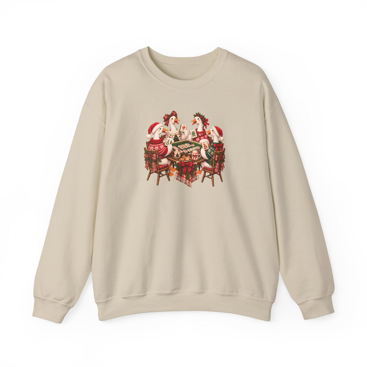 Silly Goose Christmas Mahjong Gildan Sweatshirt — Funny Holiday Mahjong Gift