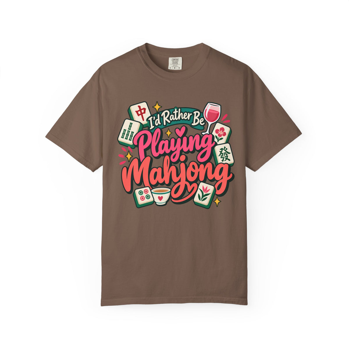 I'd Rather Be Playing Mahjong Pink Retro Comfort Colors T-Shirt — Mahjong Gift