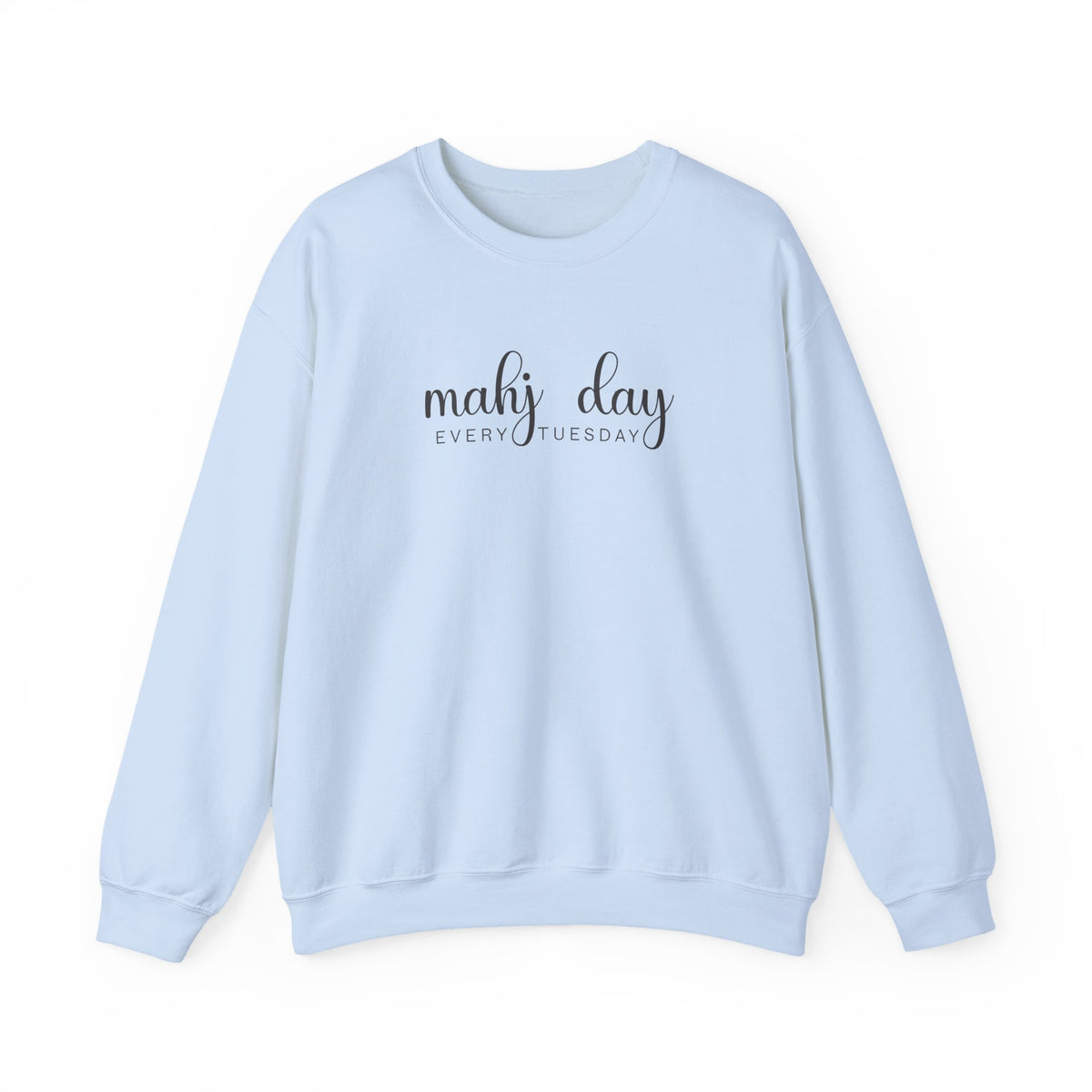 Mahj Day Every Tuesday Gildan Sweatshirt — Minimalist Mahjong Club Gift