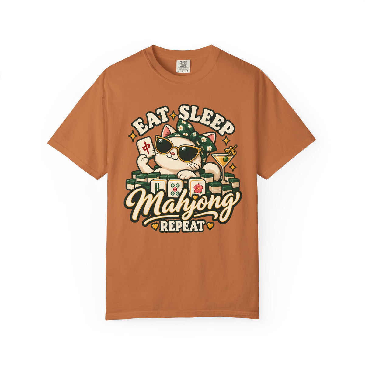 Eat Sleep Mahjong Repeat Cat T-Shirt: Funny Mahjong Gift for Her