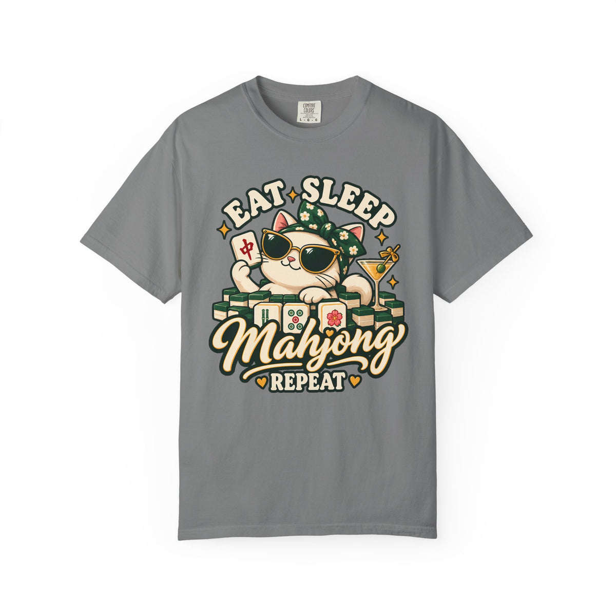 Eat Sleep Mahjong Repeat Cat T-Shirt: Funny Mahjong Gift for Her