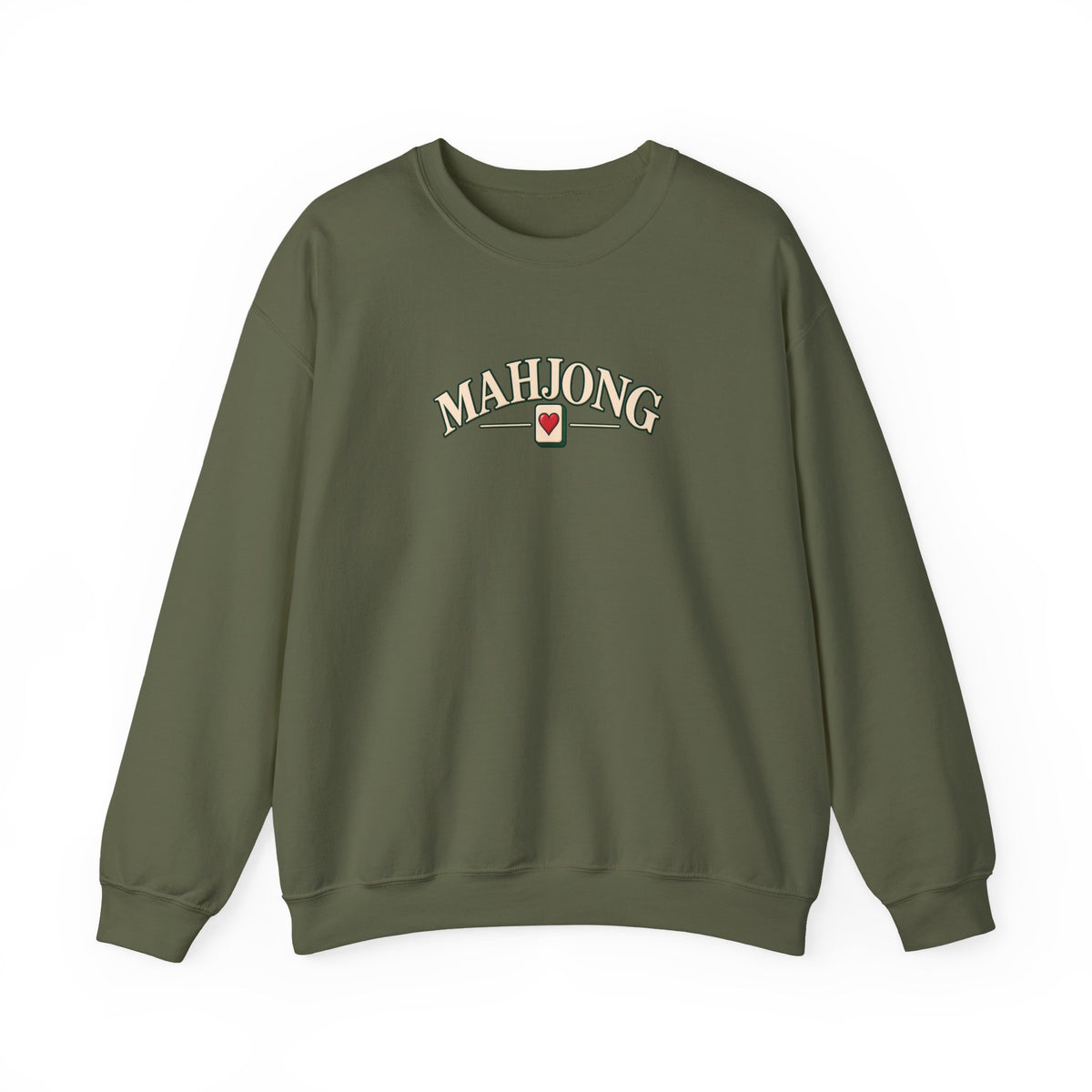 Vintage Mahjong Hoodie | Retro Arched Text Sweatshirt with Heart Tile Design | Mahjong Lover Gift