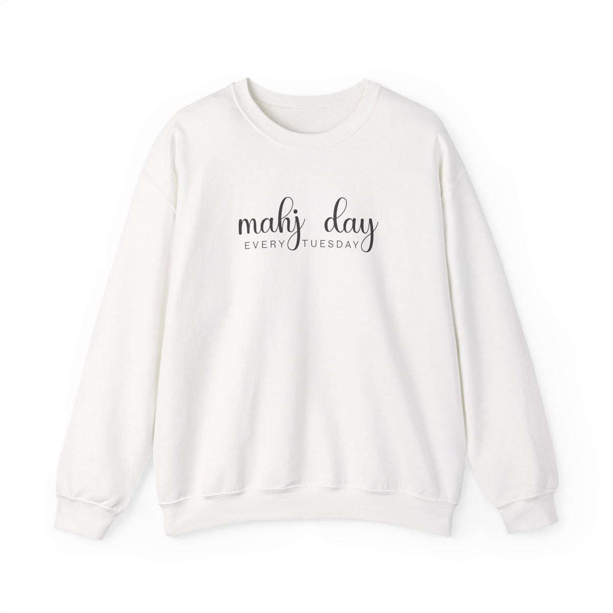 Mahj Day Every Tuesday Gildan Sweatshirt — Minimalist Mahjong Club Gift