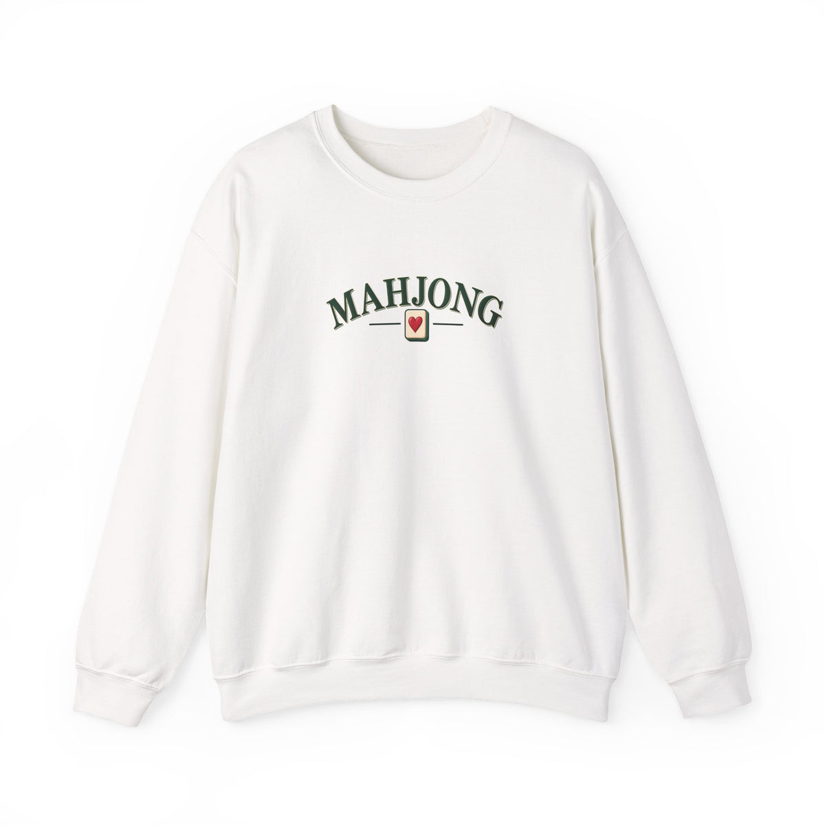 Vintage Mahjong Hoodie | Retro Arched Text Sweatshirt with Heart Tile Design | Mahjong Lover Gift
