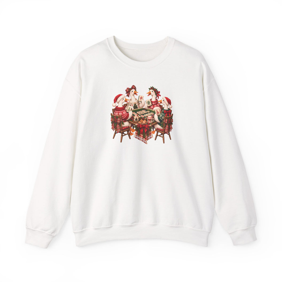 Silly Goose Christmas Mahjong Gildan Sweatshirt — Funny Holiday Mahjong Gift
