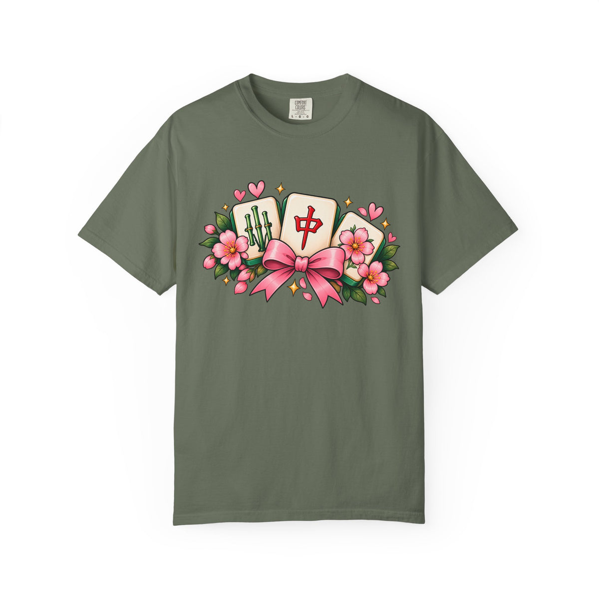 Coquette Mahjong Bow Comfort Colors T-Shirt — Mahjong Gift for Her