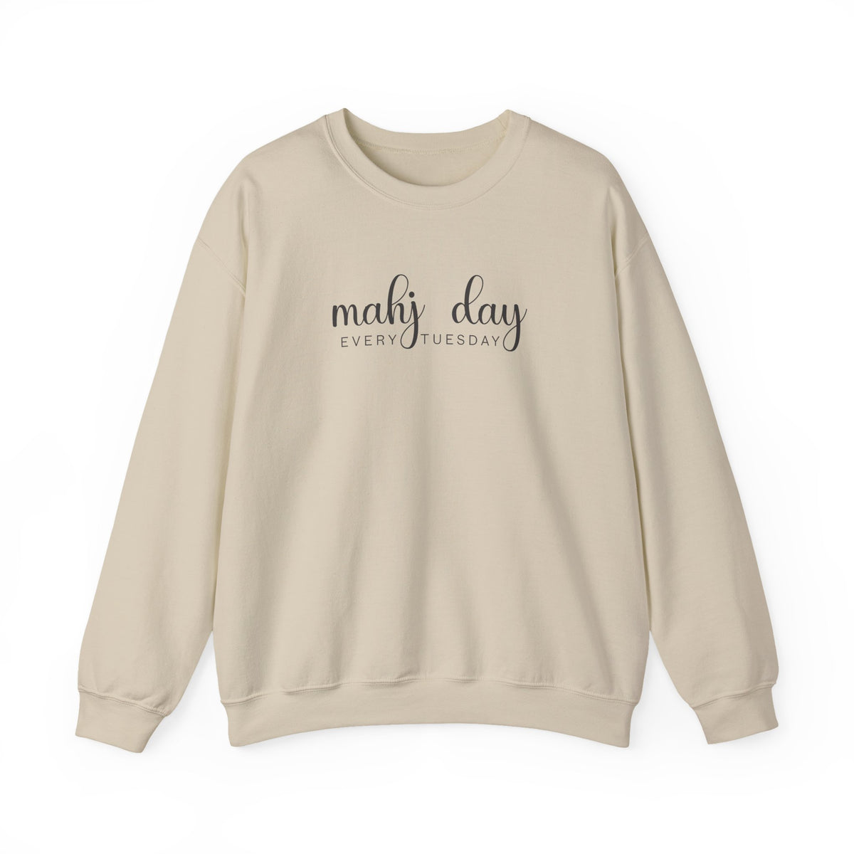 Mahj Day Every Tuesday Gildan Sweatshirt — Minimalist Mahjong Club Gift
