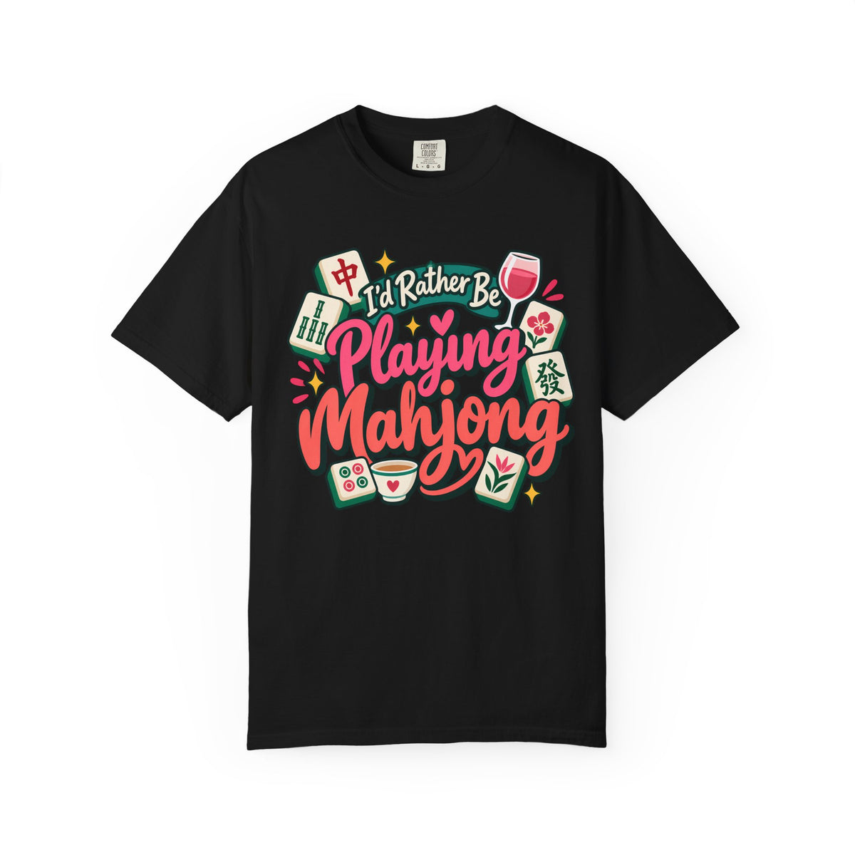 I'd Rather Be Playing Mahjong Pink Retro Comfort Colors T-Shirt — Mahjong Gift
