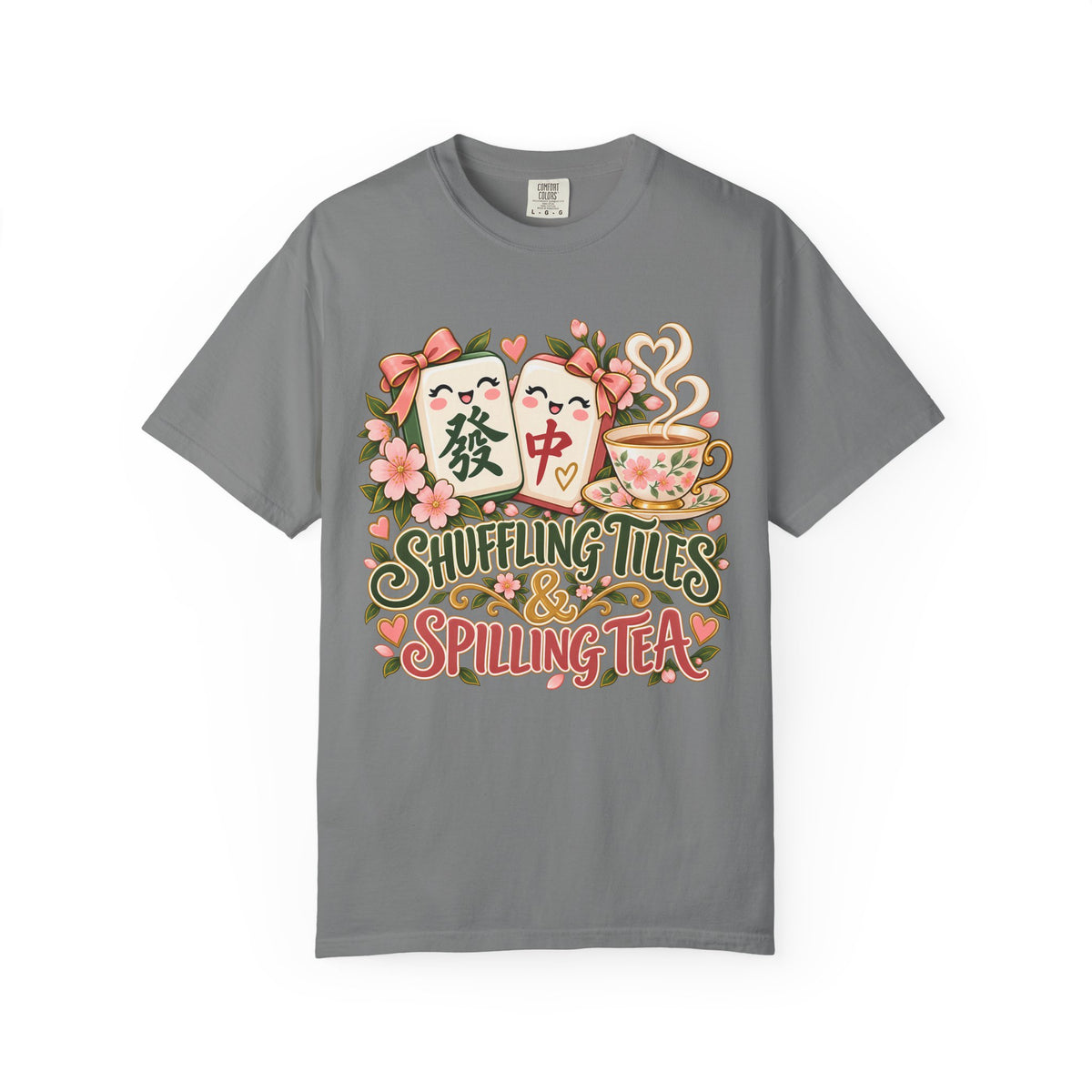 Shuffling Tiles and Spilling Tea Mahjong Comfort Colors T-Shirt — Mahjong Gift