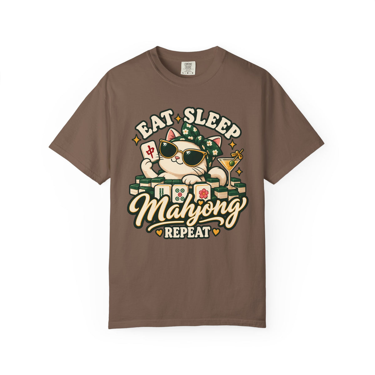 Eat Sleep Mahjong Repeat Cat T-Shirt: Funny Mahjong Gift for Her