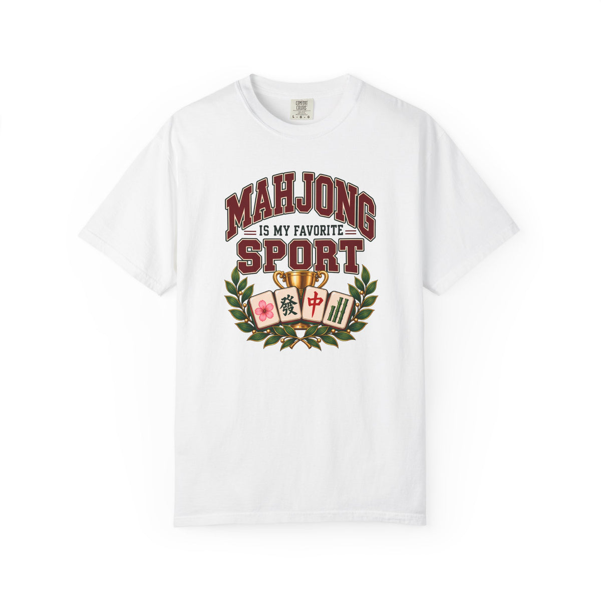 Mahjong Is My Favorite Sport Varsity Comfort Colors T-Shirt — Funny Mahjong Gift