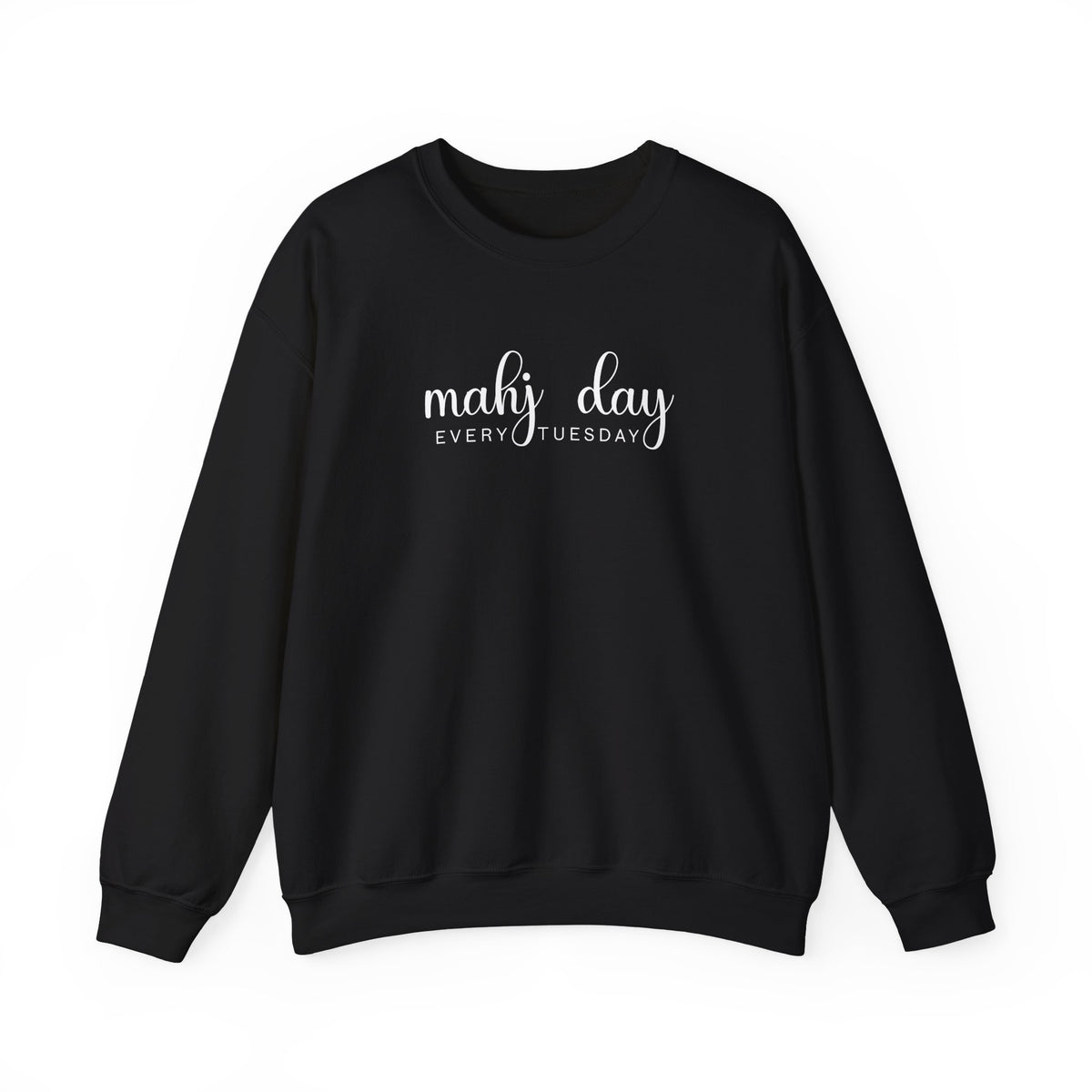 Mahj Day Every Tuesday Gildan Sweatshirt — Minimalist Mahjong Club Gift
