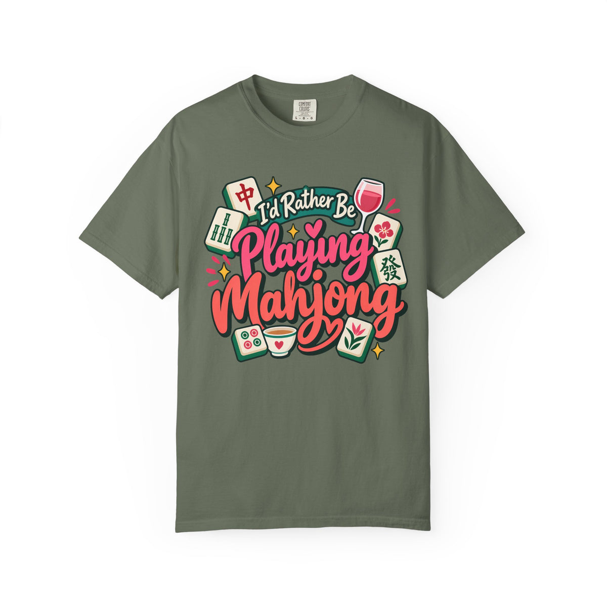 I'd Rather Be Playing Mahjong Pink Retro Comfort Colors T-Shirt — Mahjong Gift