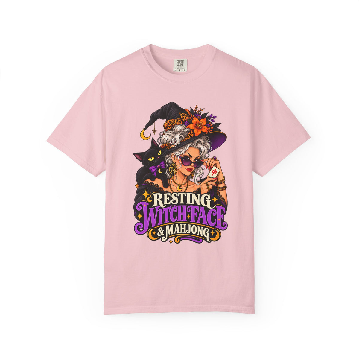 Resting Witch Face & Mahjong Comfort Colors T-Shirt — Funny Halloween Mahjong Gift