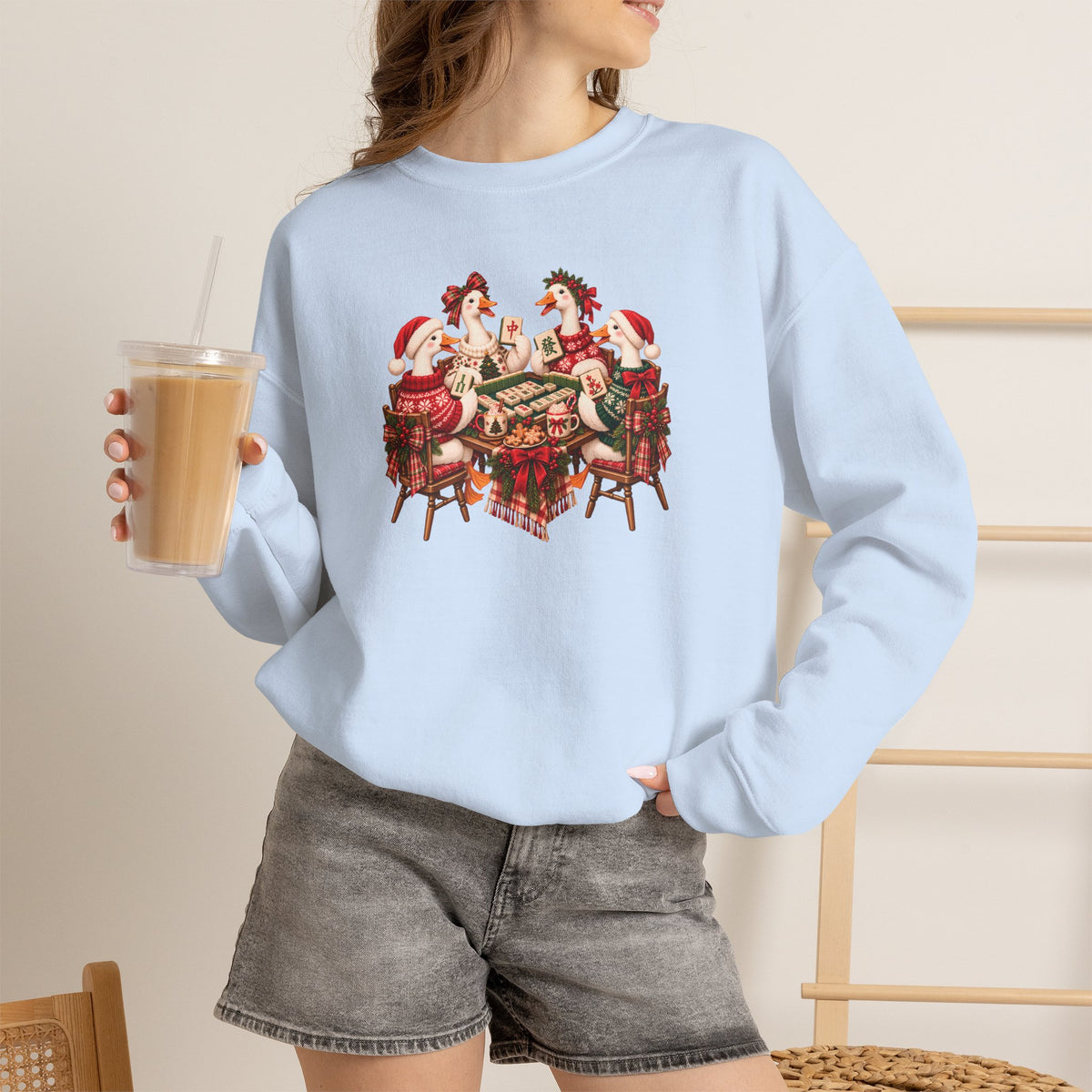 Silly Goose Christmas Mahjong Gildan Sweatshirt — Funny Holiday Mahjong Gift