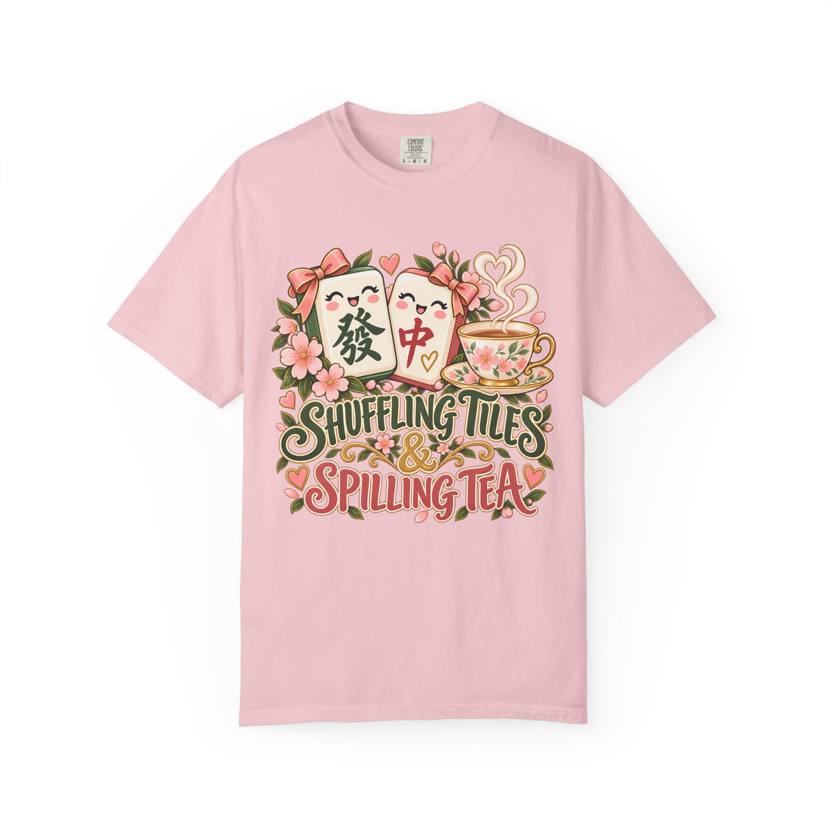 Shuffling Tiles and Spilling Tea Mahjong Comfort Colors T-Shirt — Mahjong Gift