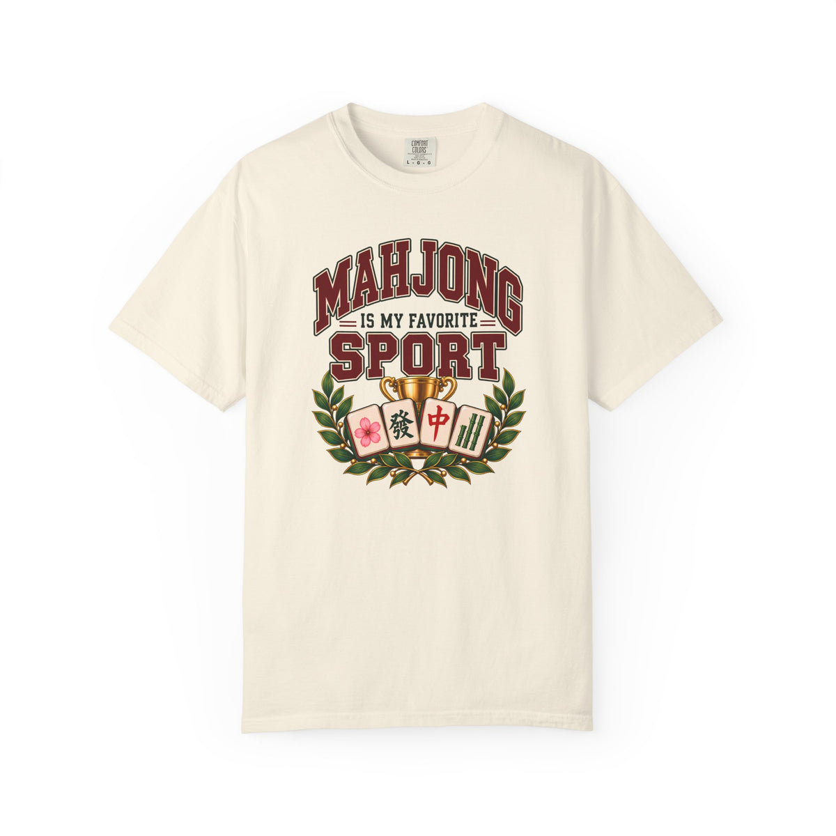 Mahjong Is My Favorite Sport Varsity Comfort Colors T-Shirt — Funny Mahjong Gift