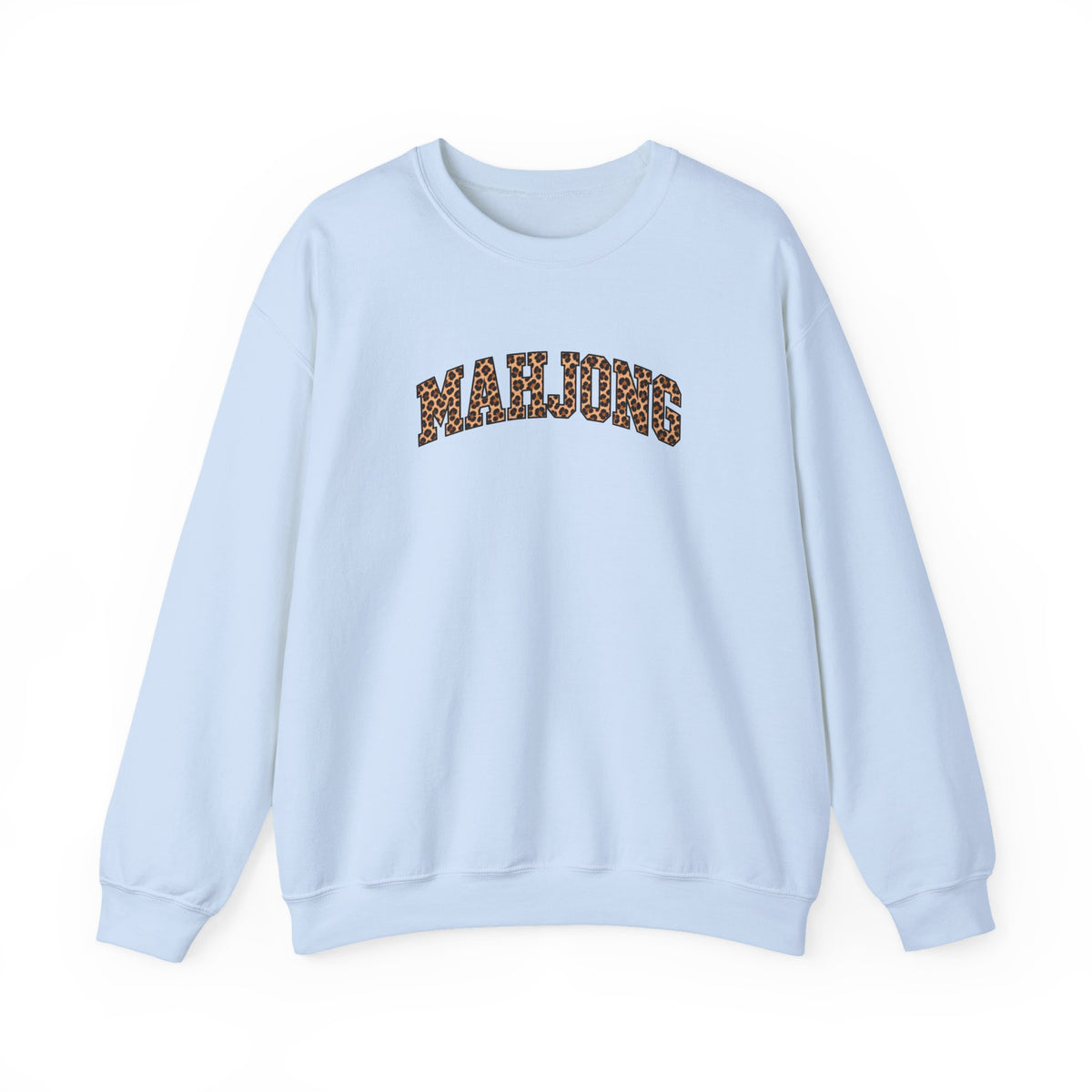 Mahjong Leopard Print Varsity Gildan Sweatshirt — Cute Leopard Mahjong Gift
