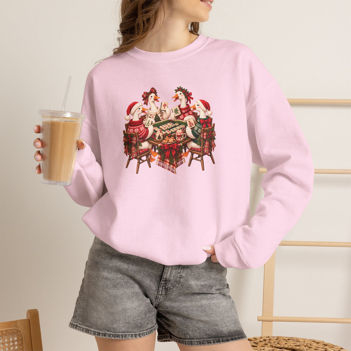Silly Goose Christmas Mahjong Gildan Sweatshirt — Funny Holiday Mahjong Gift