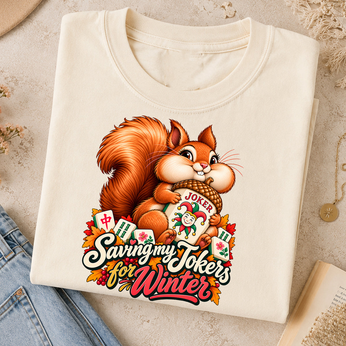 Saving My Jokers for Winter Squirrel Mahjong Comfort Colors T-Shirt — Mahjong Gift