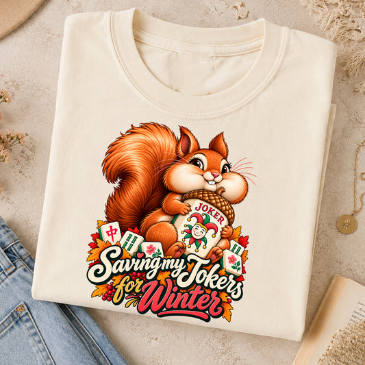 Saving My Jokers for Winter Squirrel Mahjong Comfort Colors T-Shirt — Mahjong Gift