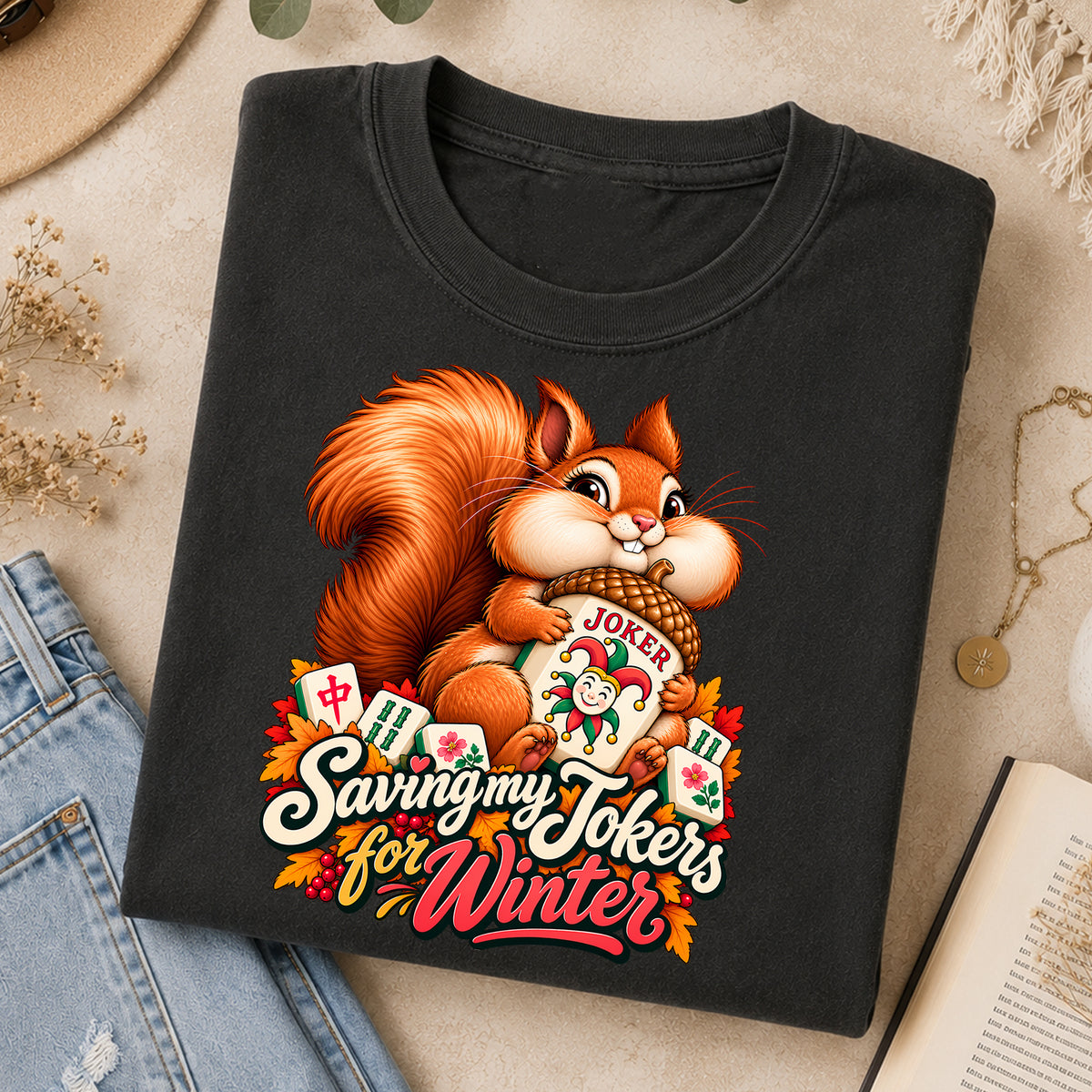 Saving My Jokers for Winter Squirrel Mahjong Comfort Colors T-Shirt — Mahjong Gift