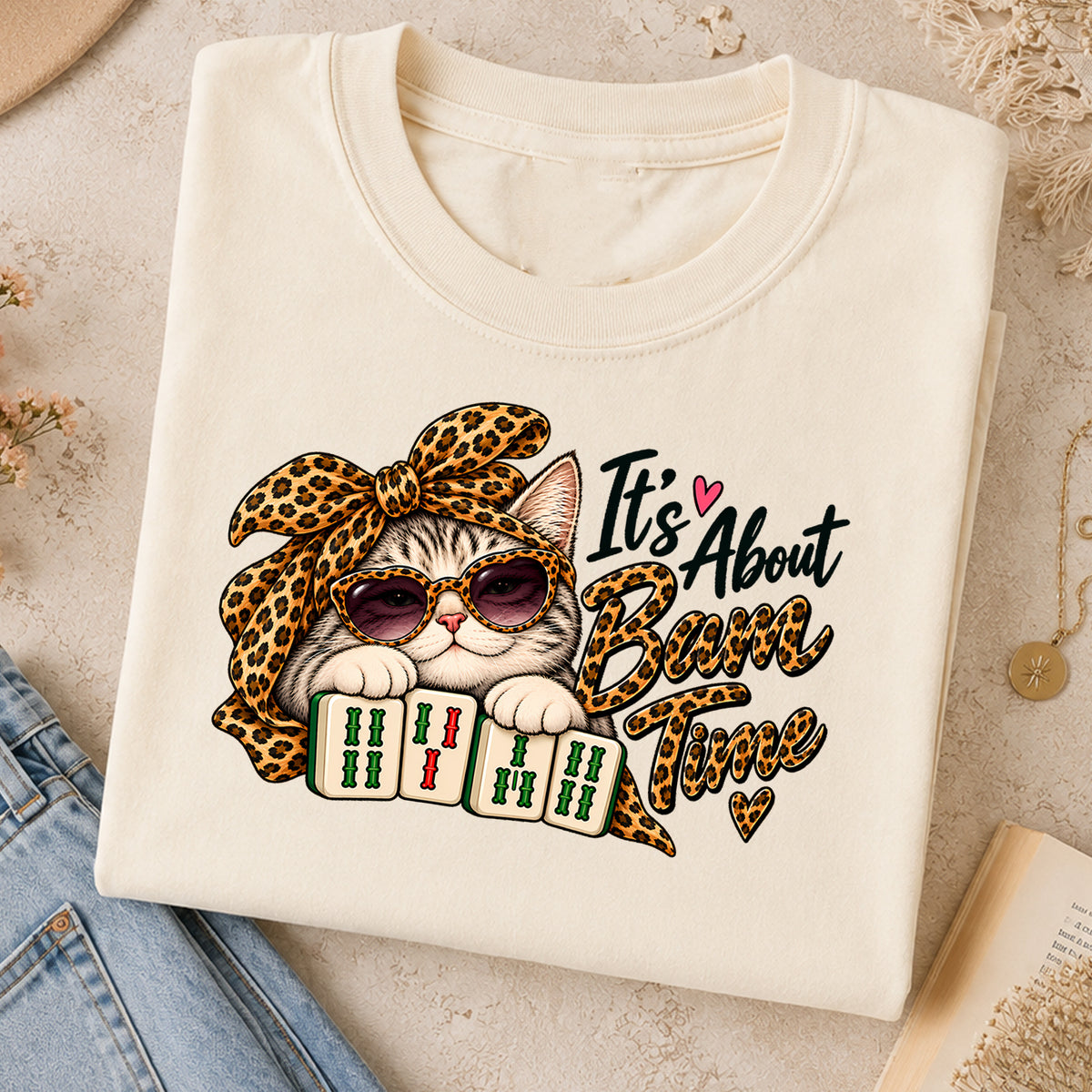 It's About Bam Time Mahjong Cat Comfort Colors T-Shirt — Funny Mahjong Gift