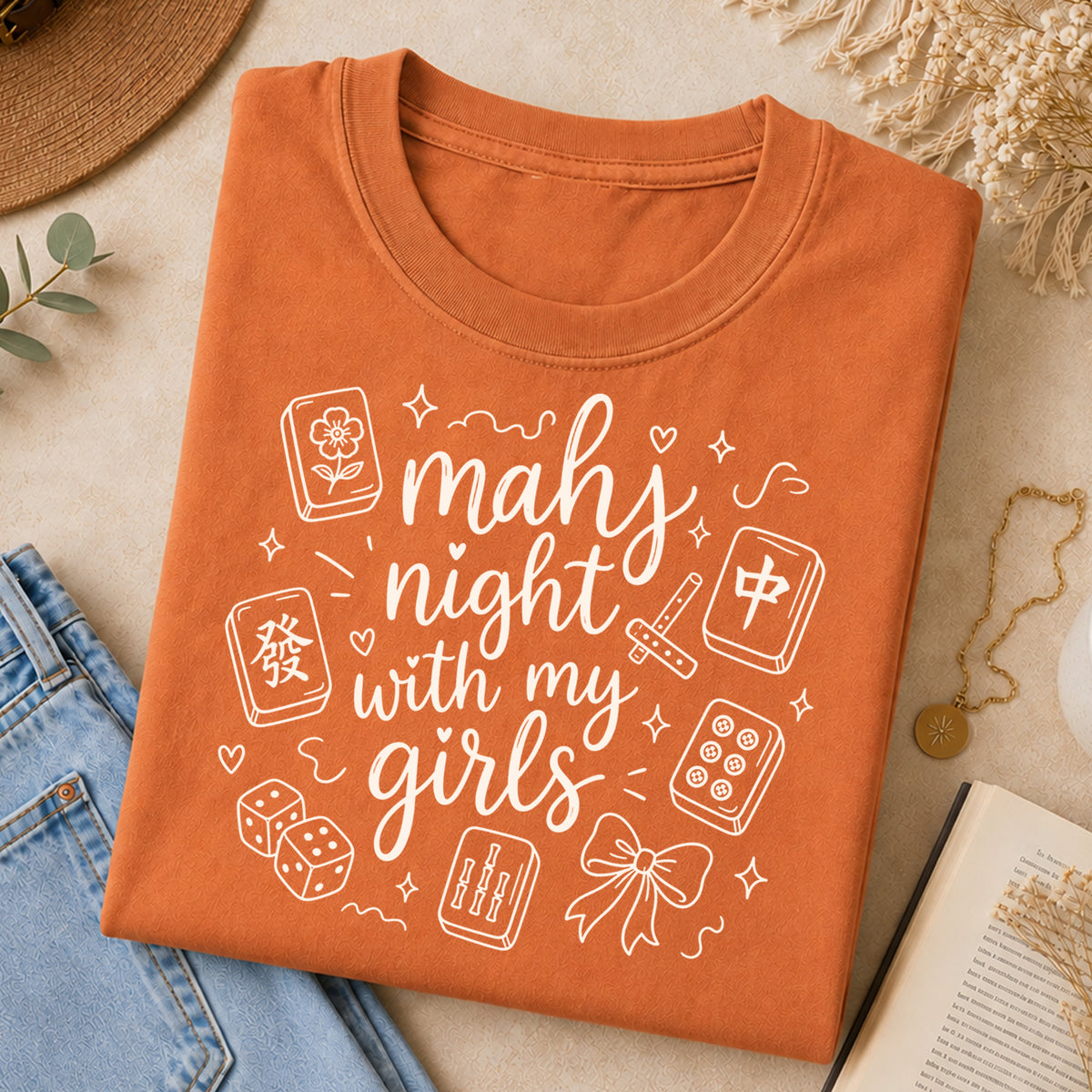 Mahj Night With My Girls Comfort Colors T-Shirt — Mahjong Gift for Her