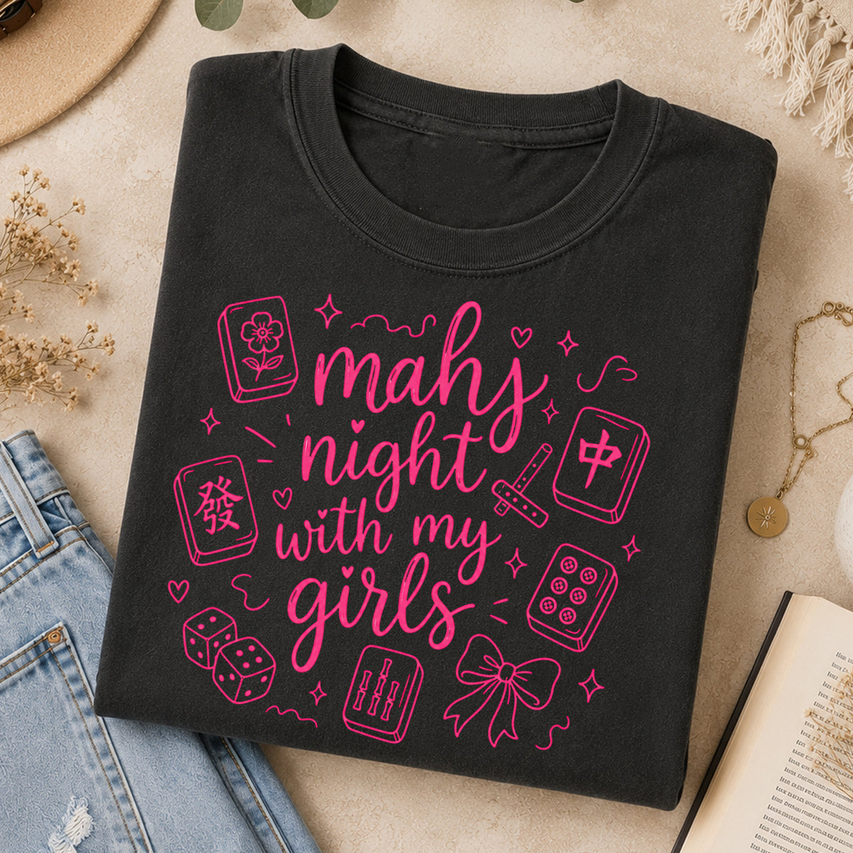 Mahj Night With My Girls Comfort Colors T-Shirt — Mahjong Gift for Her