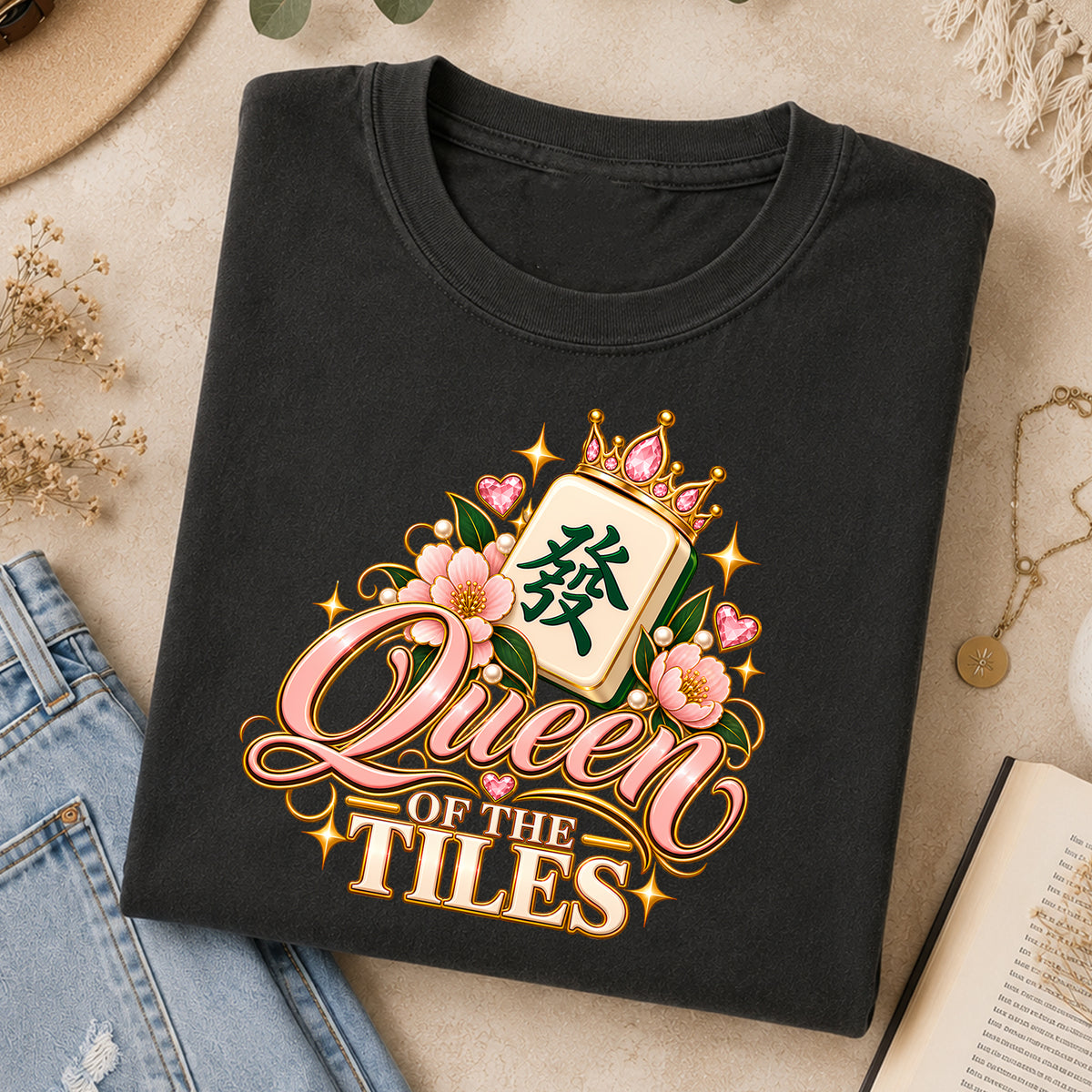 Queen of the Tiles Mahjong Comfort Colors T-Shirt — Mahjong Queen Gift