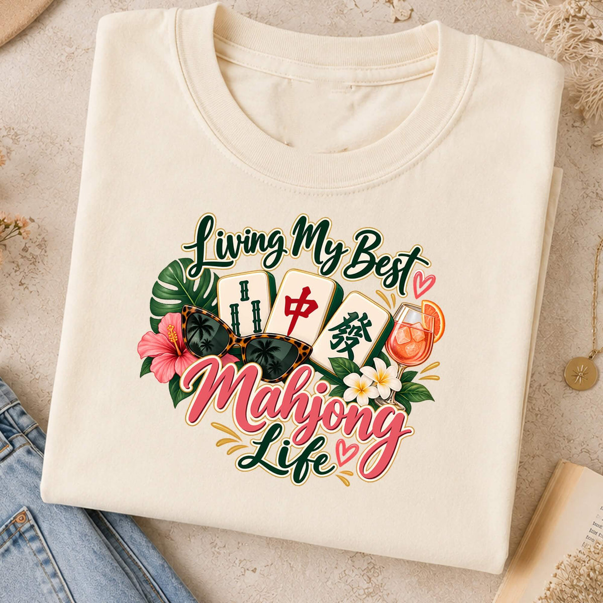 Living My Best Mahjong Life Comfort Colors T-Shirt — Funny Mahjong Gift