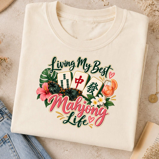Living My Best Mahjong Life Comfort Colors T-Shirt — Funny Mahjong Gift