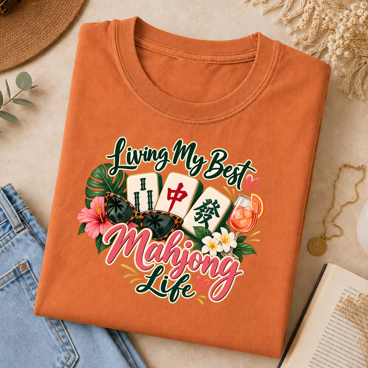 Living My Best Mahjong Life Comfort Colors T-Shirt — Funny Mahjong Gift