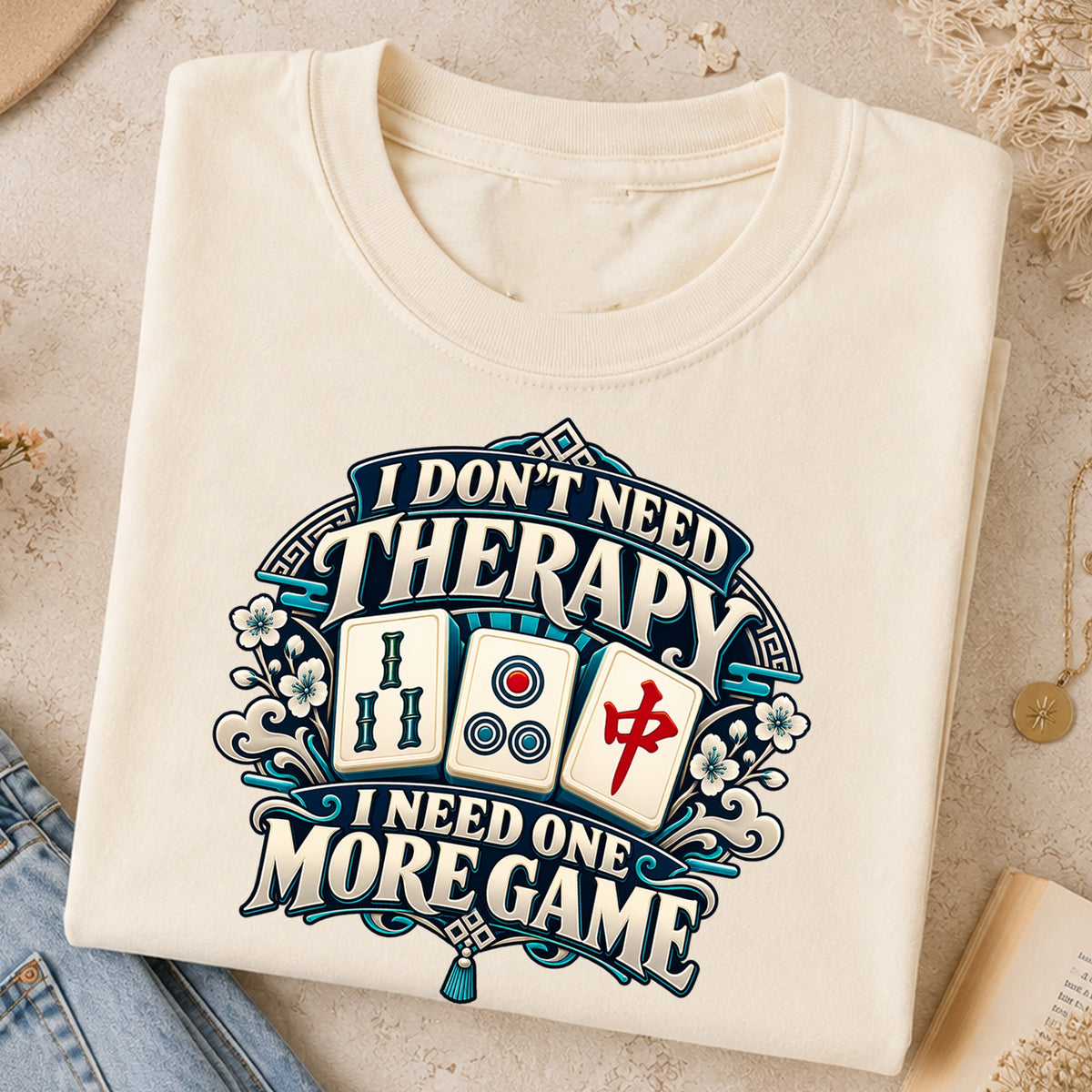 I Don't Need Therapy Chinoiserie Mahjong Comfort Colors T-Shirt — Mahjong Gift