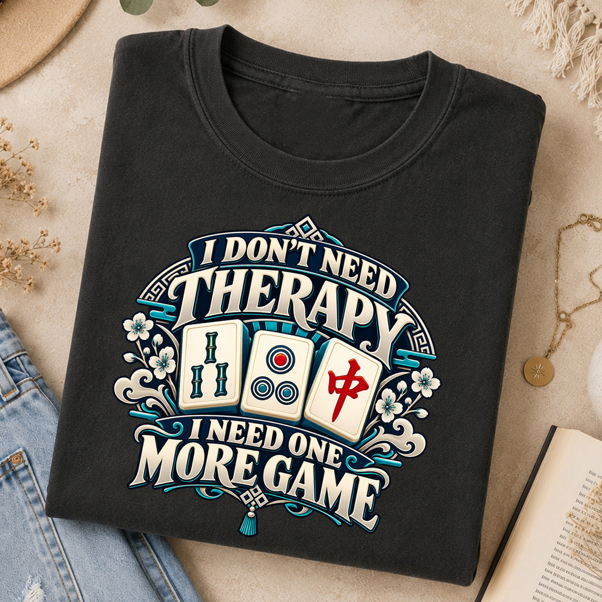 I Don't Need Therapy Chinoiserie Mahjong Comfort Colors T-Shirt — Mahjong Gift