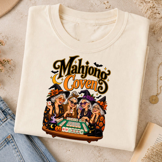Mahjong Coven Halloween Witch Comfort Colors T-Shirt — Funny Mahjong Gift