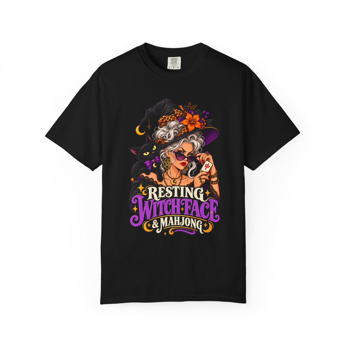 Resting Witch Face & Mahjong Comfort Colors T-Shirt — Funny Halloween Mahjong Gift