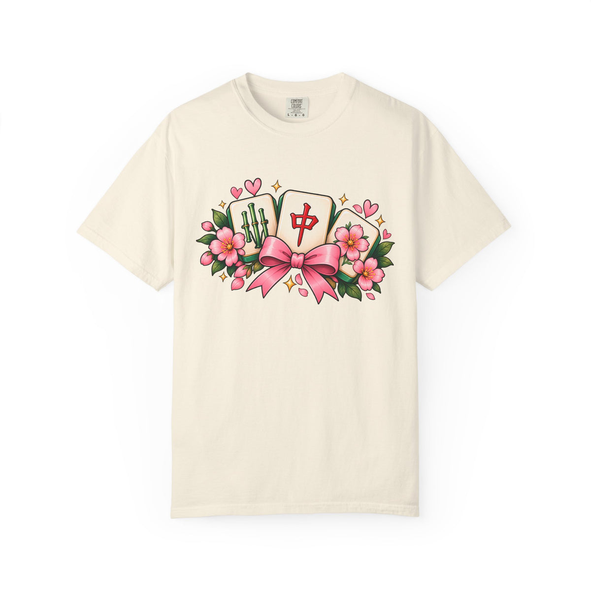 Coquette Mahjong Bow Comfort Colors T-Shirt — Mahjong Gift for Her