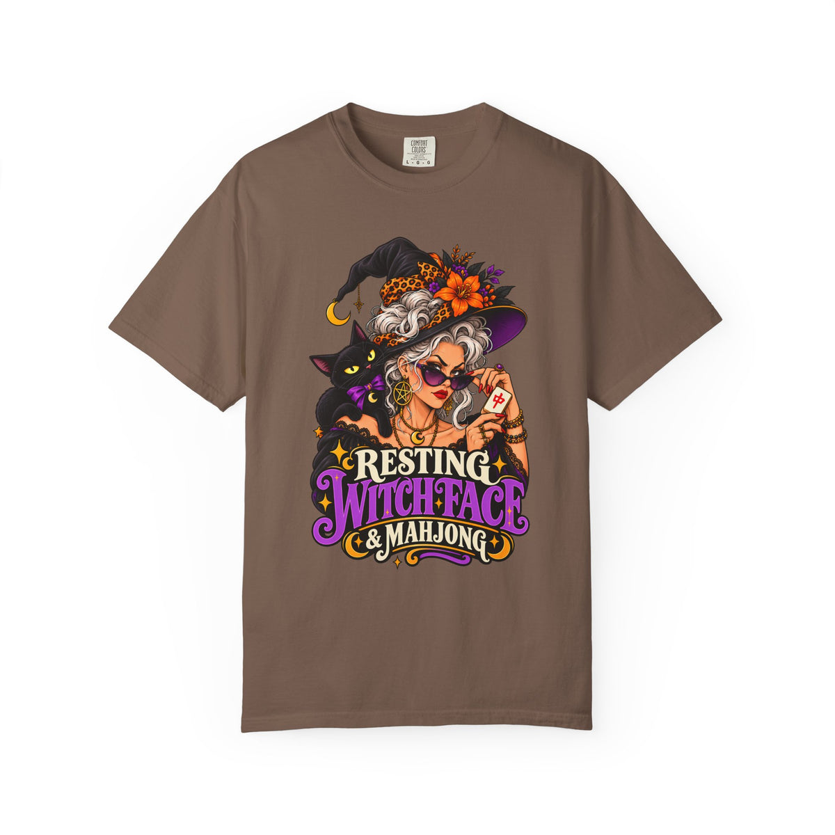Resting Witch Face & Mahjong Comfort Colors T-Shirt — Funny Halloween Mahjong Gift