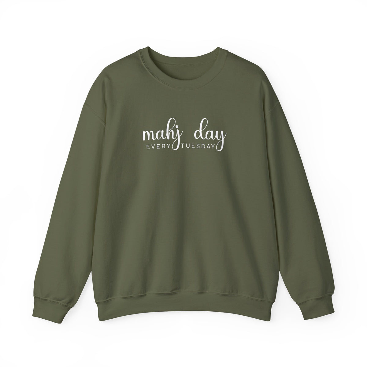 Mahj Day Every Tuesday Gildan Sweatshirt — Minimalist Mahjong Club Gift