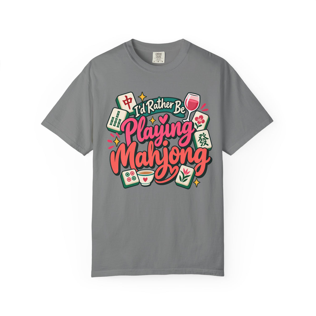 I'd Rather Be Playing Mahjong Pink Retro Comfort Colors T-Shirt — Mahjong Gift
