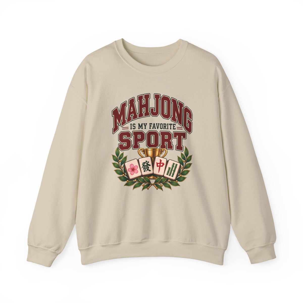 Mahjong Is My Favorite Sport Varsity Gildan Sweatshirt — Funny Mahjong Gift