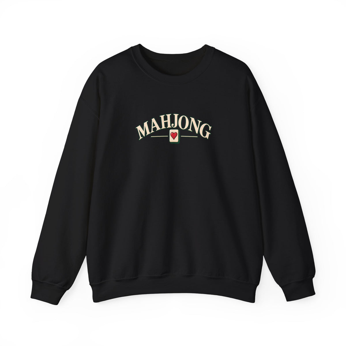 Vintage Mahjong Hoodie | Retro Arched Text Sweatshirt with Heart Tile Design | Mahjong Lover Gift